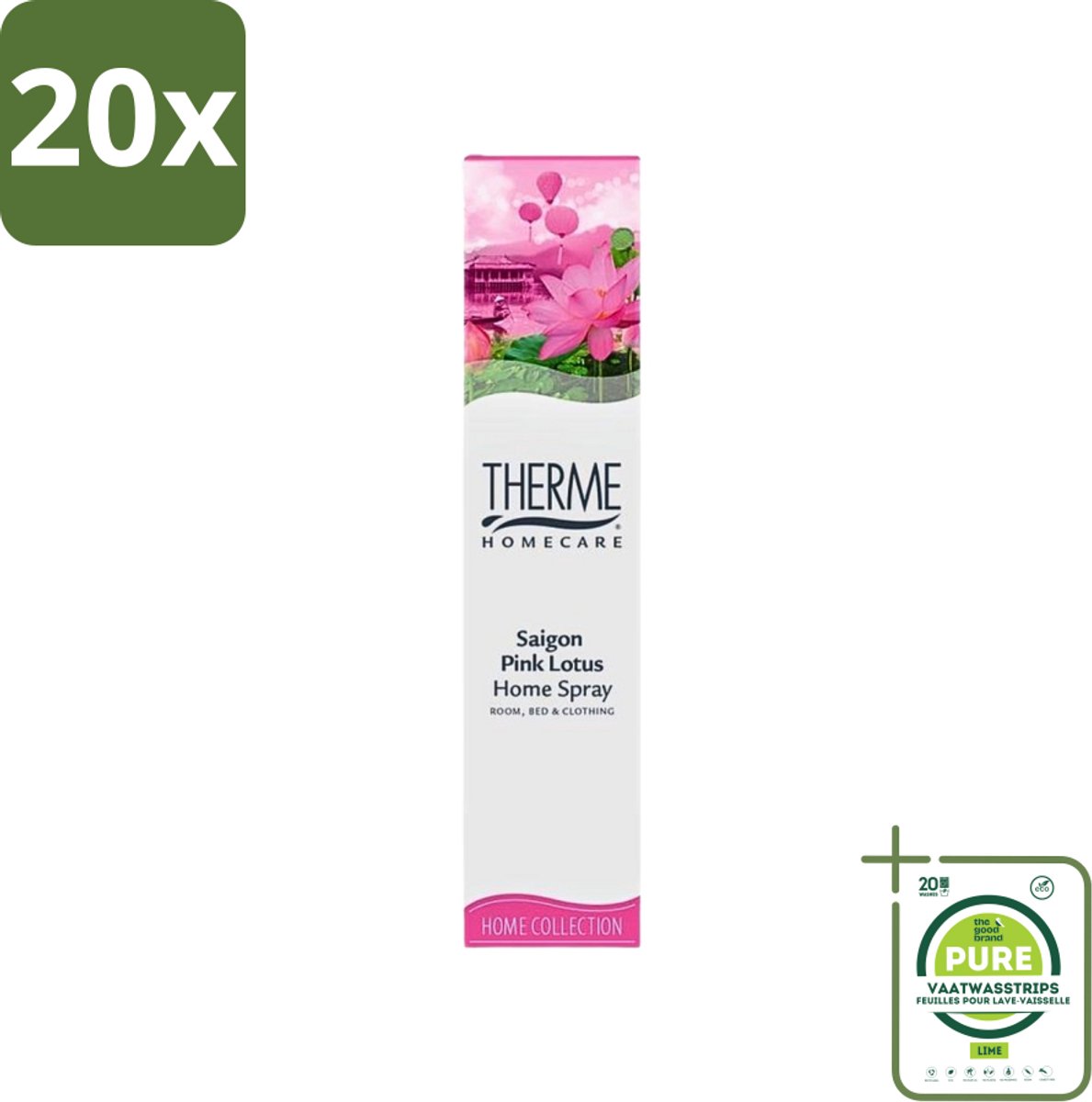 20 x Therme - Interieurspray - Saigon Pink Lotus - Oosterse Romantiek in Huis - 60 ml - Grootverpakking - Interieurspray - Saigon Pink Lotus - Oosterse Geur - Geurige Spray - Wellness