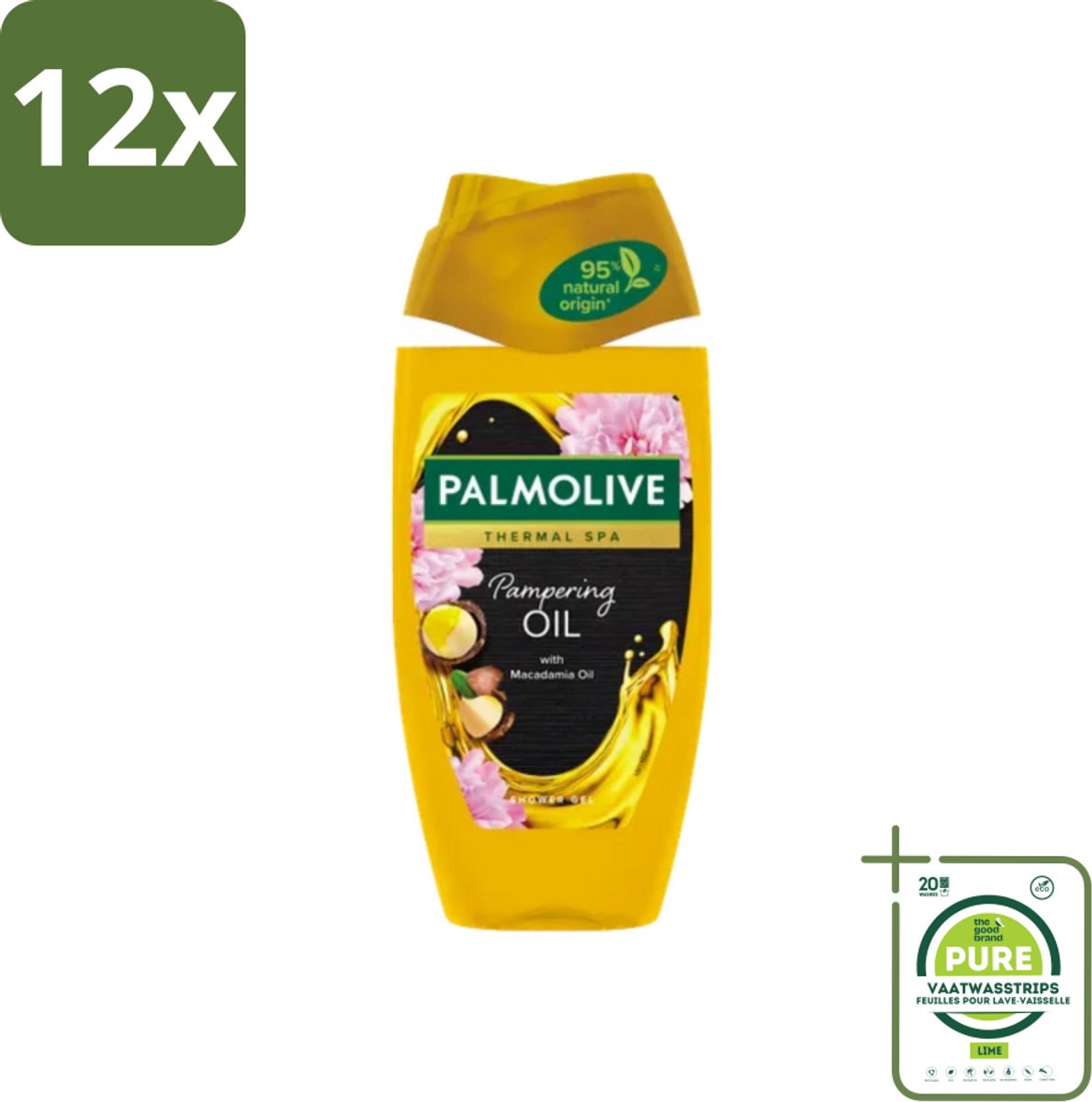 Palmolive - Thermal Spa - Douchegel - Pampering Oil - Macadamia - 250 ml - Voordeelverpakking - 12 stuks - Douchegel - Pampering oil