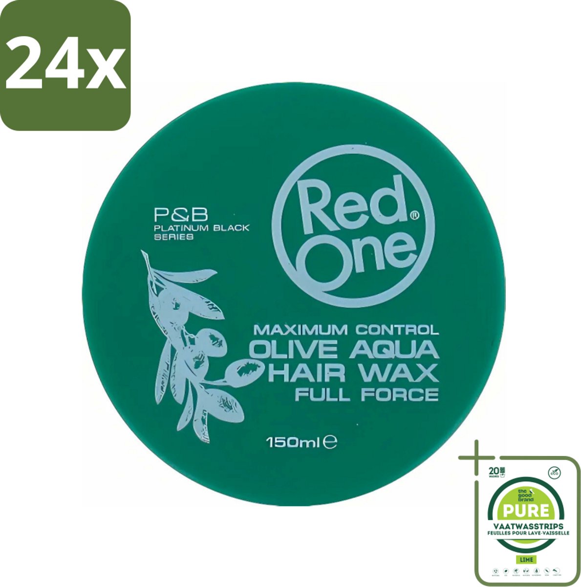Red One - Haarwax - Cobra Aqua - Maximale Controle - Voor Krachtige Hold & Glans - 150 ml - Voordeelverpakking - 24 stuks - Haarwax - Styling wax