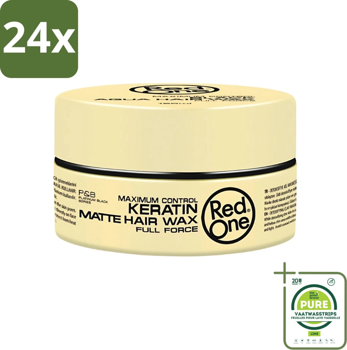 Red One - Haarwax - Keratin Matte - Versterkende Styling - Voor Sterke Hold & Matte Look - 150 ml - Voordeelverpakking - 24 stuks - Haarwax - Keratine