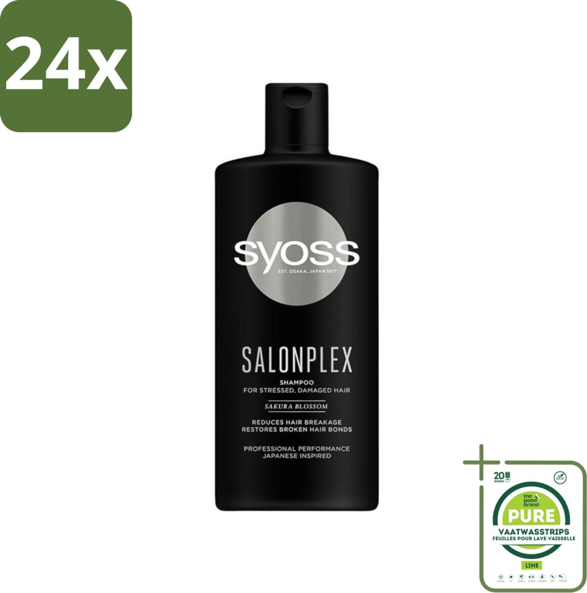 Syoss Salonplex Shampoo - Shampoo - Bescherming - 440 ml - Voordeelverpakking - 24 stuks - Haarschade - Haarbescherming