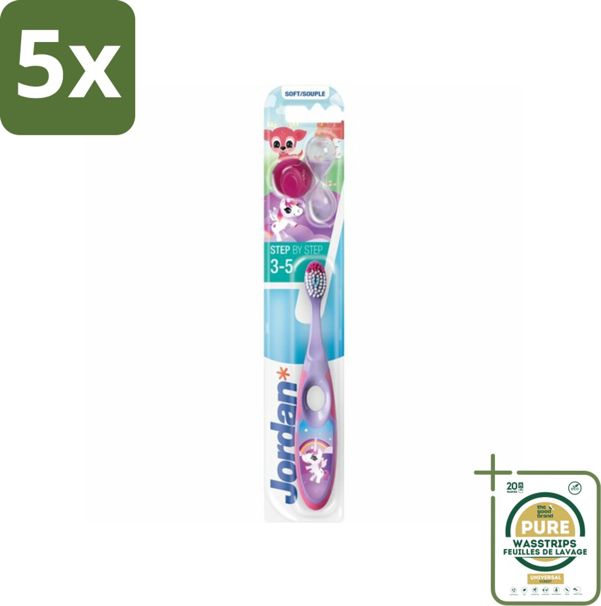 5 x Jordan Tandenborstel Step 2 (3-5 jaar) - Grootverpakking - Tandenborstel Kinderen 3-5 Jaar - Tandenborstel Melkgebit - Tandenborstel Voor Kinderen - Tandenborstel Zachte Haren - Tandenborstel Voor Melktanden