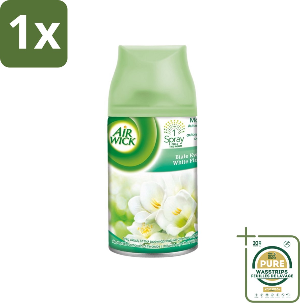 1 x Air Wick - Luchtverfrisser Navulling - Jasmijn & Witte Bloemen - Automatische Spray - 250 ml- Luchtverfrisser - Geur - Bloemige Geur - Jasmijn - Witte Bloemen