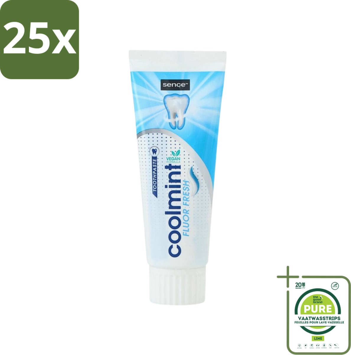 25 x Sence - Freshmint - Tandpasta - Met Fluor - 75 ml - Grootverpakking - Tandpasta - Fluoride - Frisse Adem - Mondhygiëne - Gaatjes Voorkomen