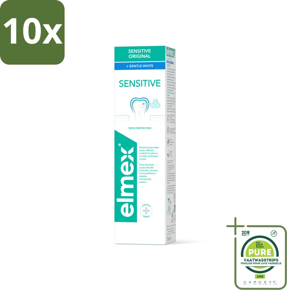 10 x Elmex Tandpasta Sensitive Gentle White 75 ml - Grootverpakking - Tandpasta - Mondhygiëne - Tanden Witte - Tandvleesbescherming - Bacteriënverwijdering