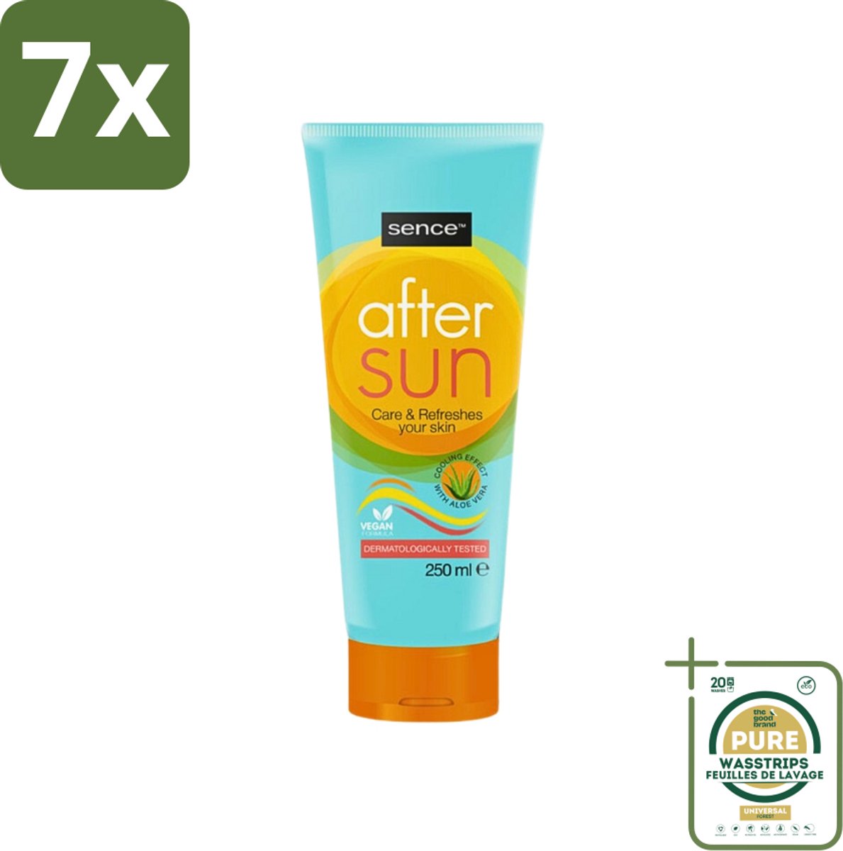 7 x Sence - After Sun - Lotion - Kalmerend - 200 ml - Grootverpakking - After Sun Lotion - Zonverbrande Huid - Huid Kalmeren - Aloë Vera - Zomerse Teint