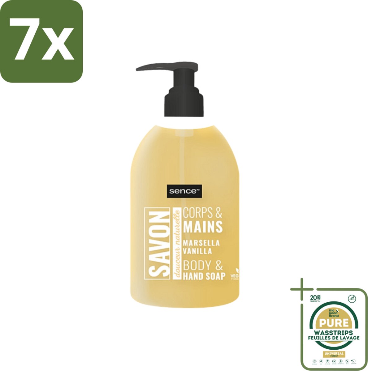 7 x Sence - La Maison Du Savon De Marseille - Handzeep - Vanille - Hygiënisch - 500 ml - Grootverpakking - Savon De Marseille - Handzeep - Vanille - Hygiëne - Reiniging