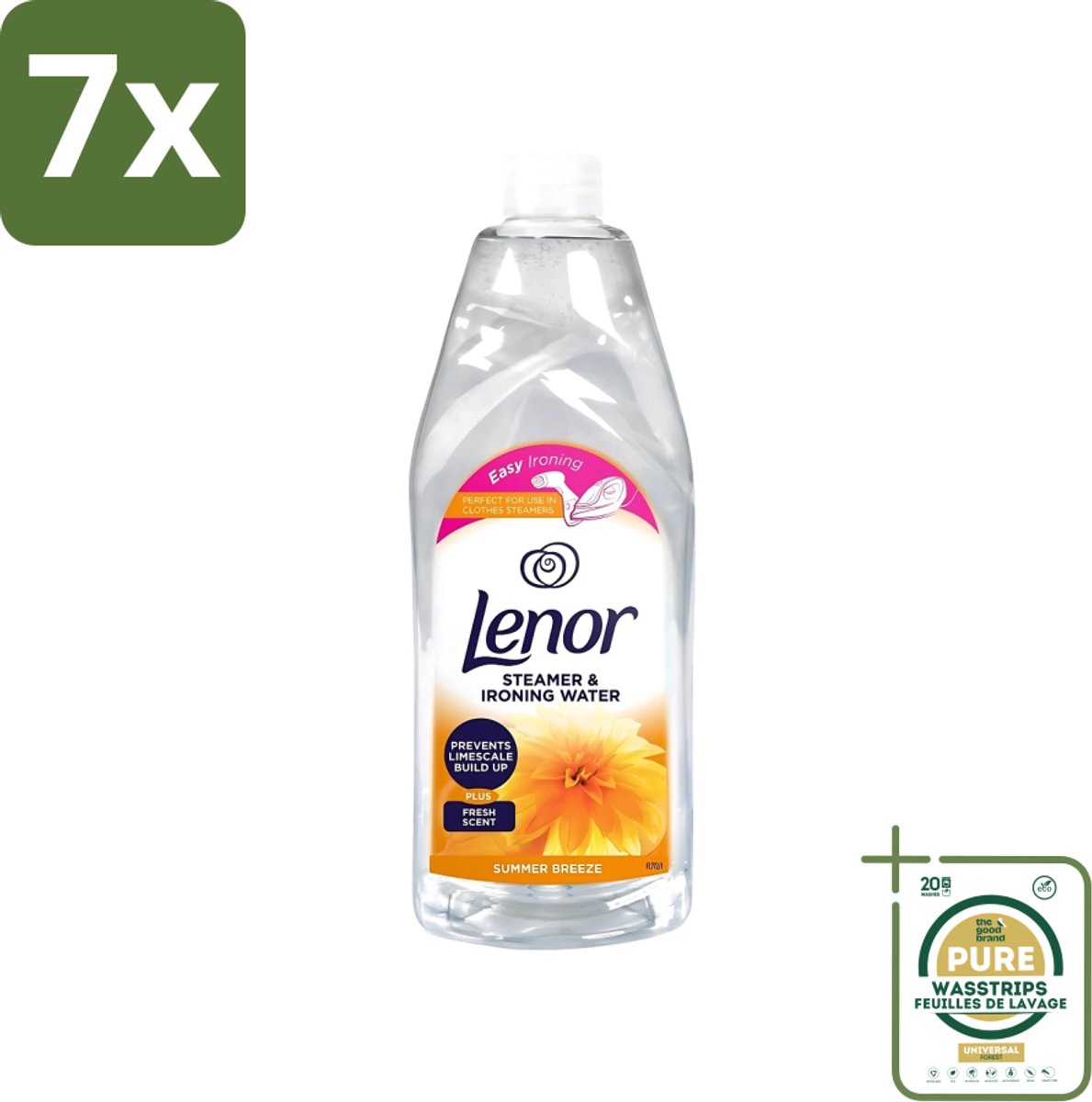 7 x Lenor Strijkwater Summer Breeze 1 liter - Grootverpakking - Strijkwater Summer Breeze - Zomerse Geur - Strijken - Wasgoed - Kleding