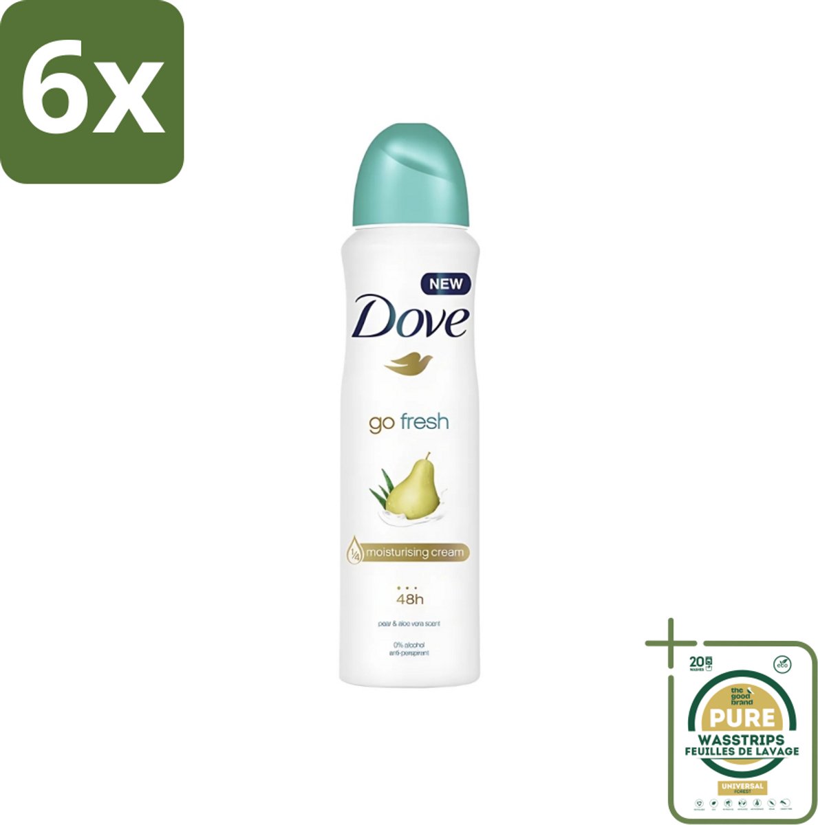 Dove - Deodorant - Spray Go Fresh Pear & Aloe - Frisse en verzorgende geur - 250 ml - Voordeelverpakking - 6 stuks - Anti-transpirant - Fris gevoel