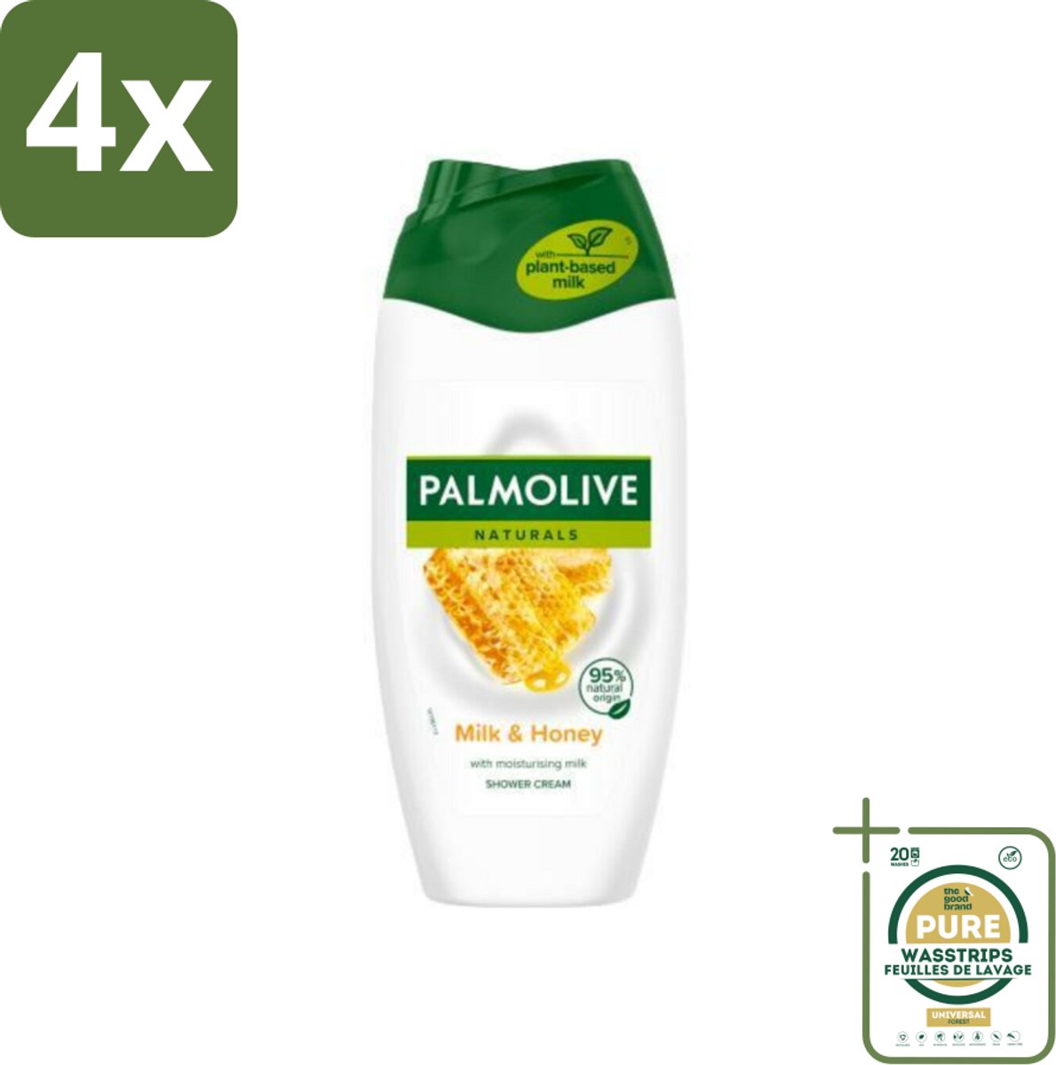 Palmolive Naturals - Douchecrème - Honing & Melk - Hydraterende Melk - 250 ml - Voordeelverpakking - 4 stuks - Honing - Hydraterende douchegel