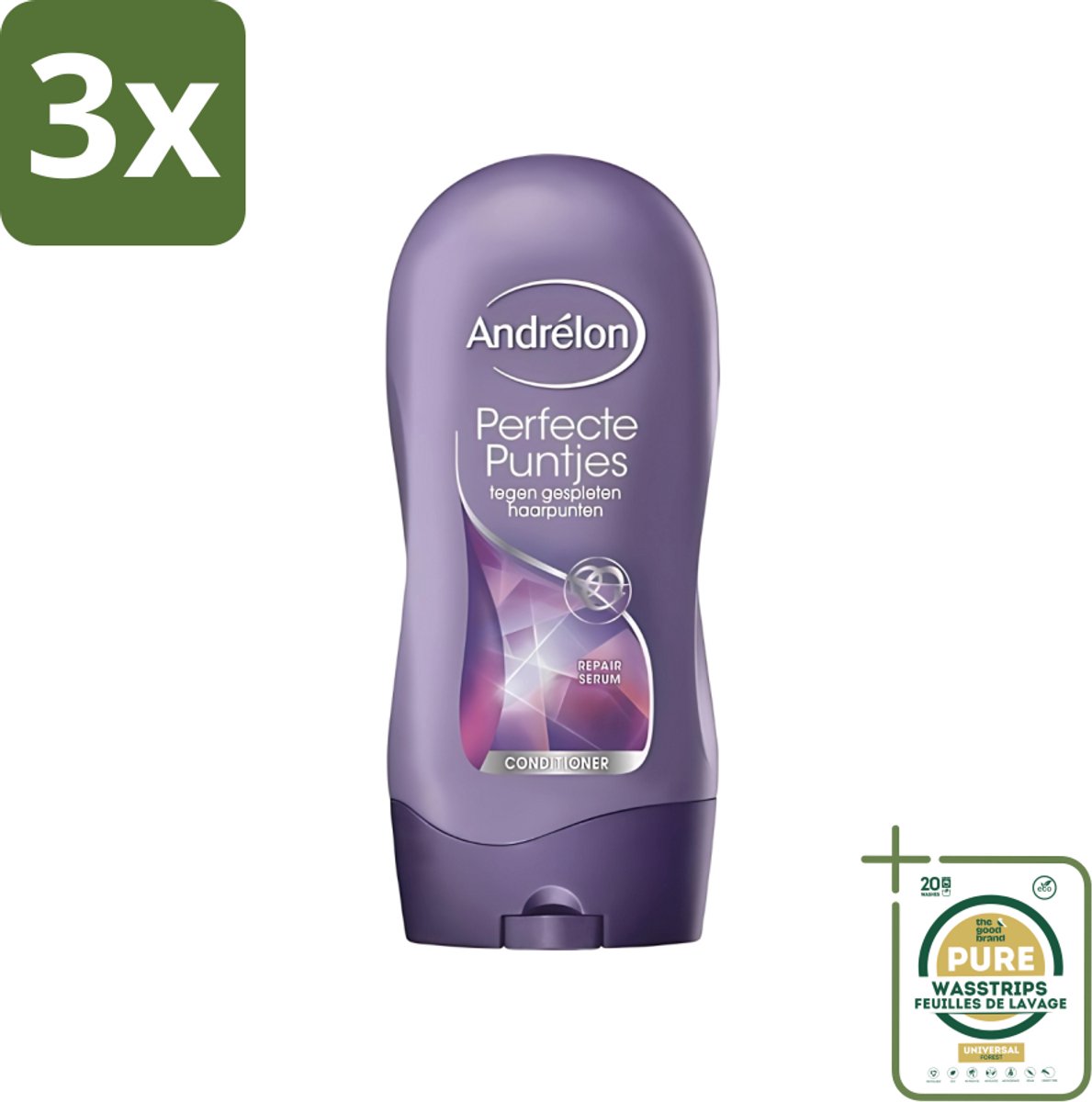 3 x Andrélon - Perfecte Puntjes - Conditioner - Tegen Gespleten Haarpunten - 300 ml - Grootverpakking - Gespleten Haarpunten - Haarverzorging - Haarversterking - Haarbescherming - Haarkracht