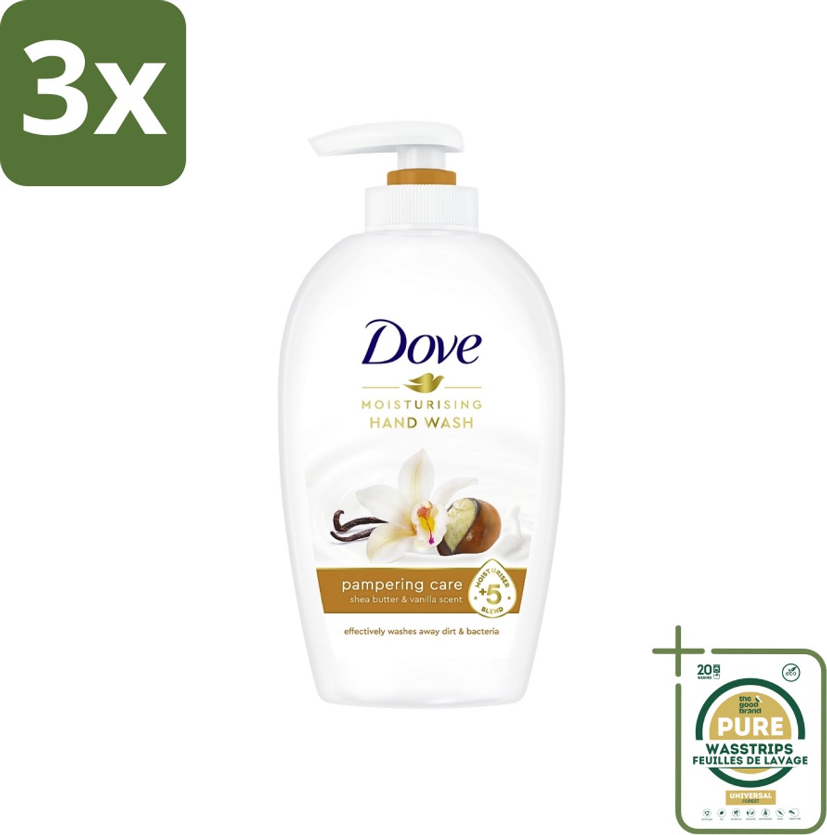 3 x Dove - Handzeep - Pampering Care - Verzachtend - 250 ml - Grootverpakking - Handzeep - Shea Butter - Hydraterende Handzeep - Verzorgende Handzeep - Kalmerende Handzeep