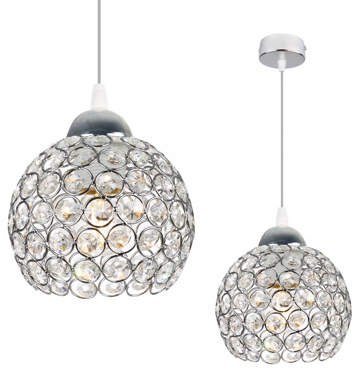 Merkloze kristallen plafondlamp - chroom, hangend, E27