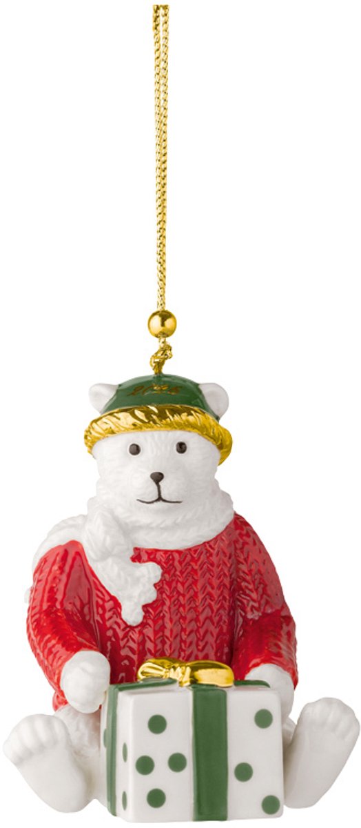 Villeroy & Boch Ornament Plüschbär 2026 Christmas Classics 6,5 x 6,8 x 8 cm wit-goud