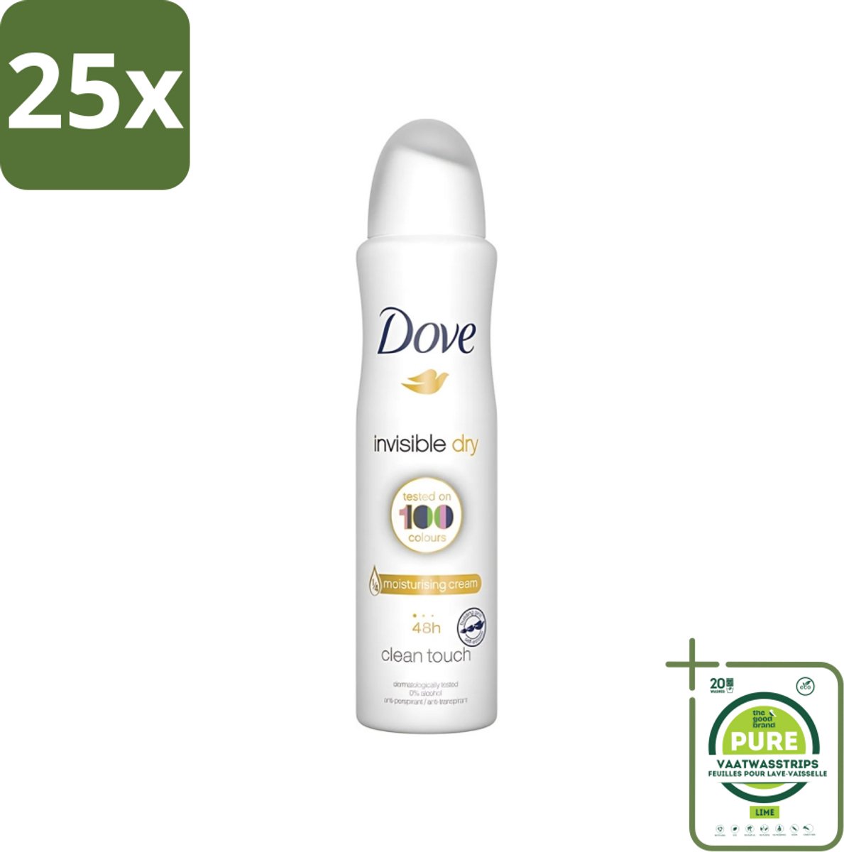 25 x Dove - Deodorant - Invisible Dry - Onzichtbare bescherming - 250 ml - Grootverpakking - Deodorant Spray - Onzichtbare Deodorant - Vlekkenvrij - Zweet En Geur - Huidbescherming