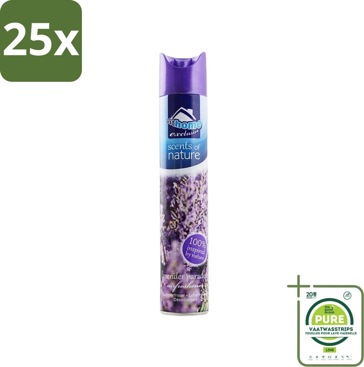 25 x At Home - Scents Of Nature - Luchtverfrisser - Geïnspireerd Door Natuur - 400 ml - Grootverpakking - Luchtverfrisser - Natuurlijke Geur - Lavendel - Geur Neutraliseren - Frisse Geur