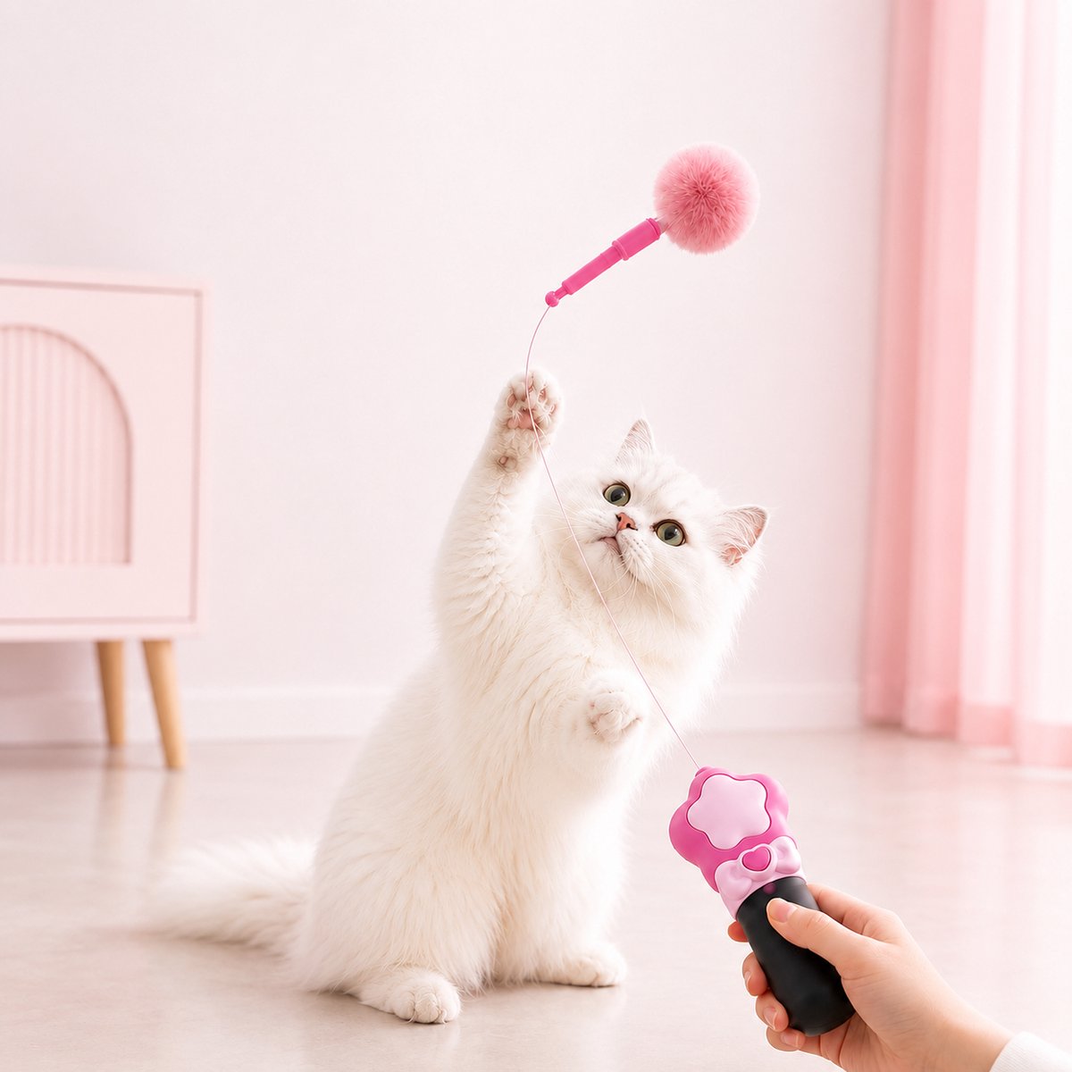Namajunas Automatisch Intrekbaar Interactief Elektrisch Kattenspeelgoed - Kattenhengel - Kattenspeeltjes - Oplaadbaar - Roze