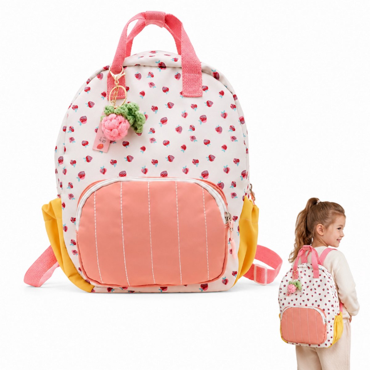 Rugzak meisje - Aardbeien tas - Schattige - voor Dames - Reistas - Vrijetijdstas - Roze-29*25*10cm