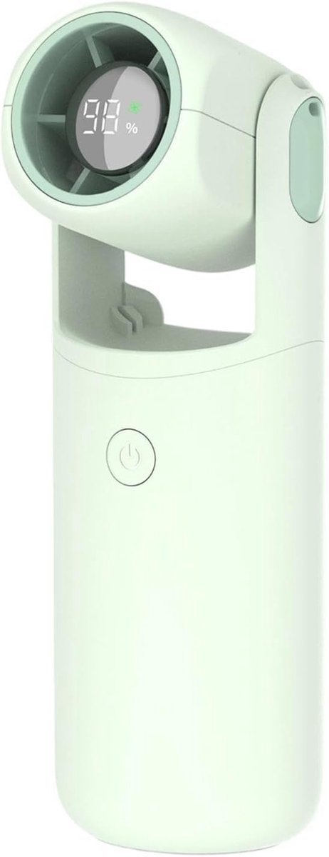 Draagbare Handventilator met IJskoeler - 5 Snelheden - 3000mAh batterij - snelle koeling - Mini Ventilator USB Oplaadbaar - Stille Zakventilator met LED Scherm - Krachtige Draagbare Ventilator voor Afkoeling - Geschikt voor buiten en reizen - Groen