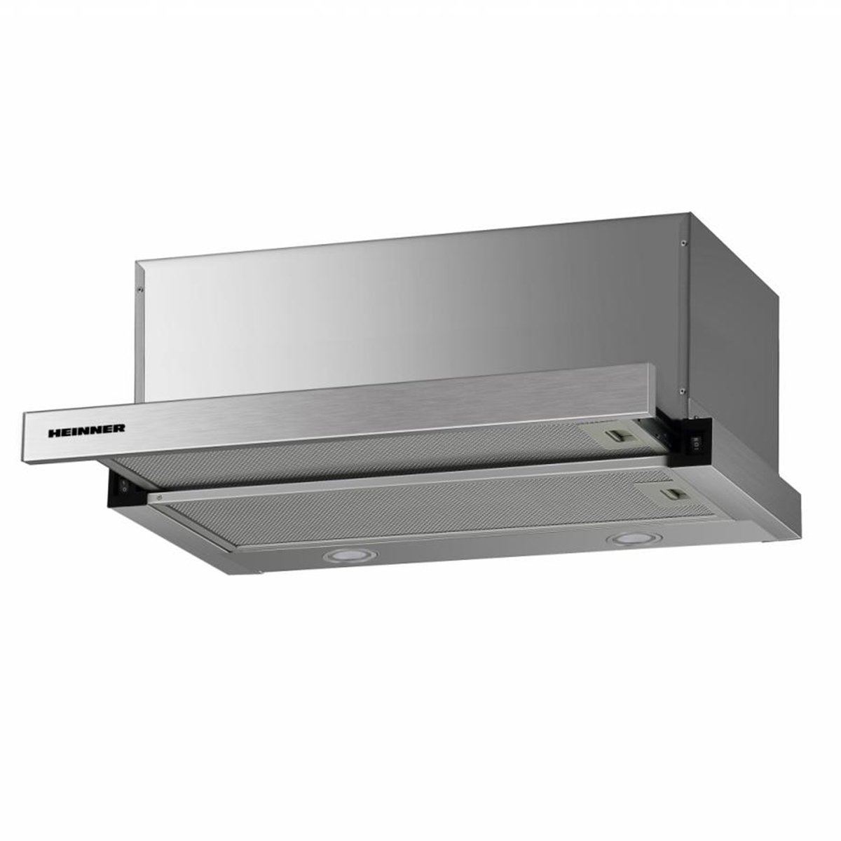 Heinner HTCH-F660IX Telescopisch Inbouw Afzuigkap 60 cm – 611,7 m³/u – 200W – 2 Snelheden – 2 LED Verlichting – Energieklasse A – 5 Jaar Garantie – Zilver
