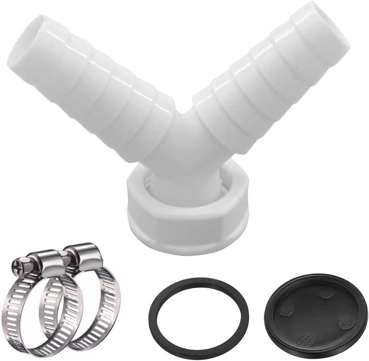 Afvoeraansluiting Y-adapter voor vaatwasser en wasmachine, 1 inch slang met dubbele aansluiting en invoeraansluiting voor optimale waterafvoer