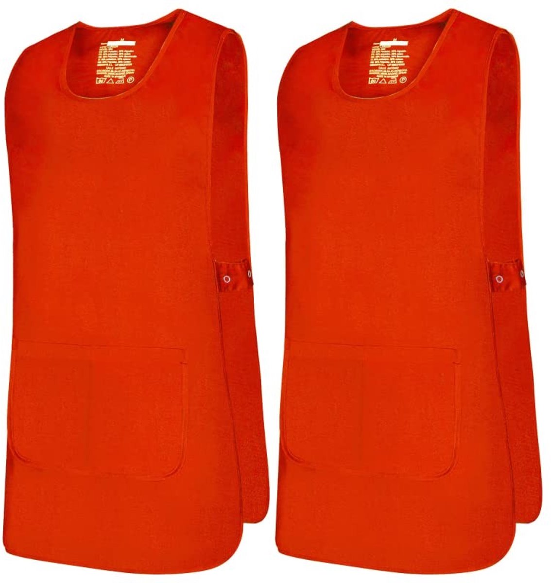Elzusha - Schoonmaakschort x 2 - Unisex, oranje, zonder mouwen