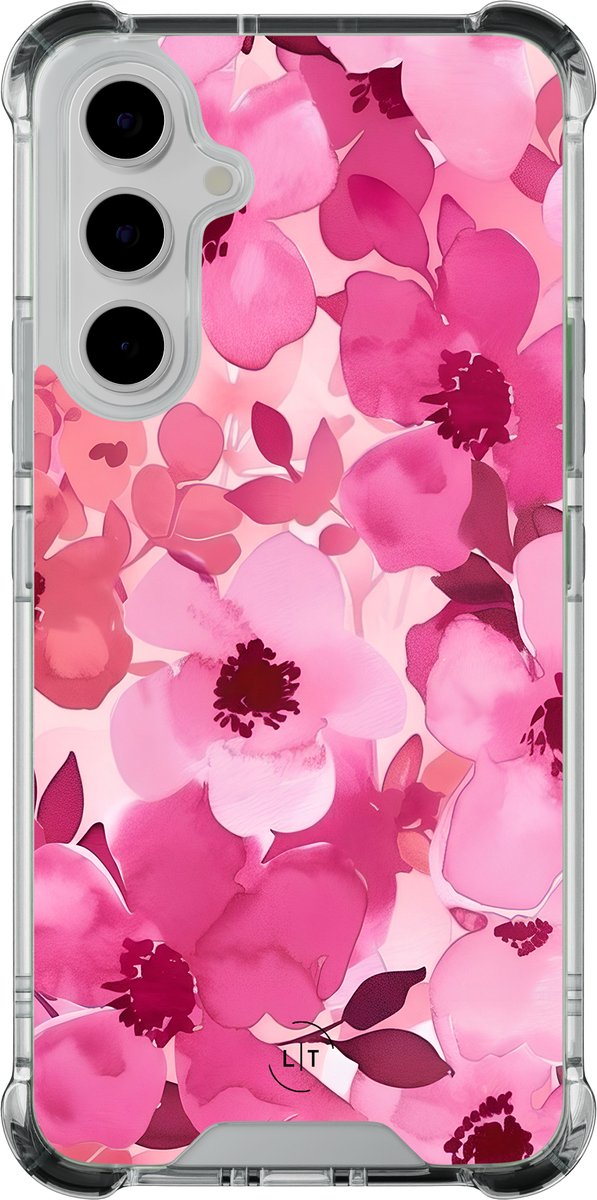 Shockproof hoesje - Geschikt voor Samsung Galaxy A55 - Rosy garden - Extra sterke case - TPU/polycarbonaat - - Multi, Transparant