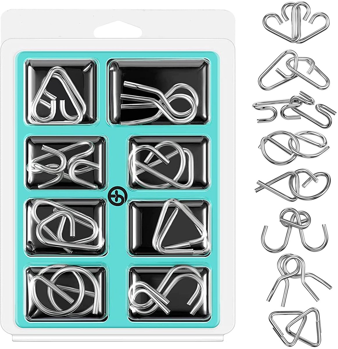Elzusha - Set van 8 Brain Teaser Metaal Puzzels voor Creatief Denken