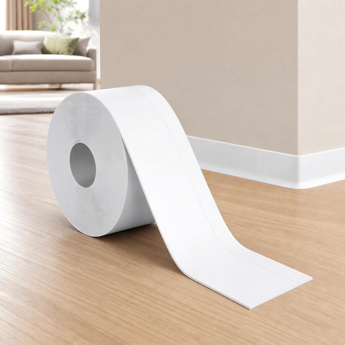 Elzusha - 10m Flexibele Zelfklevende Plinten Wit PVC 50x20mm
