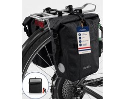 Morelia® Fietstas Set 100% Waterdicht (2x 28 Liter Zwart) - Incl Laptoptas & Achterlicht - Fietstassen voor E-bikes - Fietstassen Electrische Fietsen - Fietstassen Dubbel - Tarpaulin materiaal