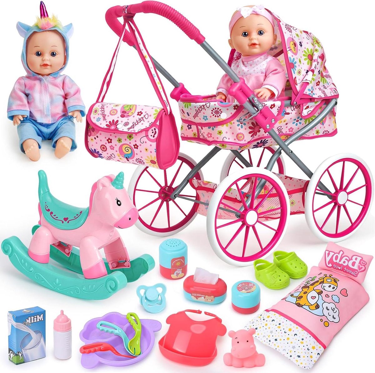 Poppenaccessoires Set - Rollenspel Speelgoed - Kind Ontwikkeling - Complete Speelset - 20 Delen - Multi