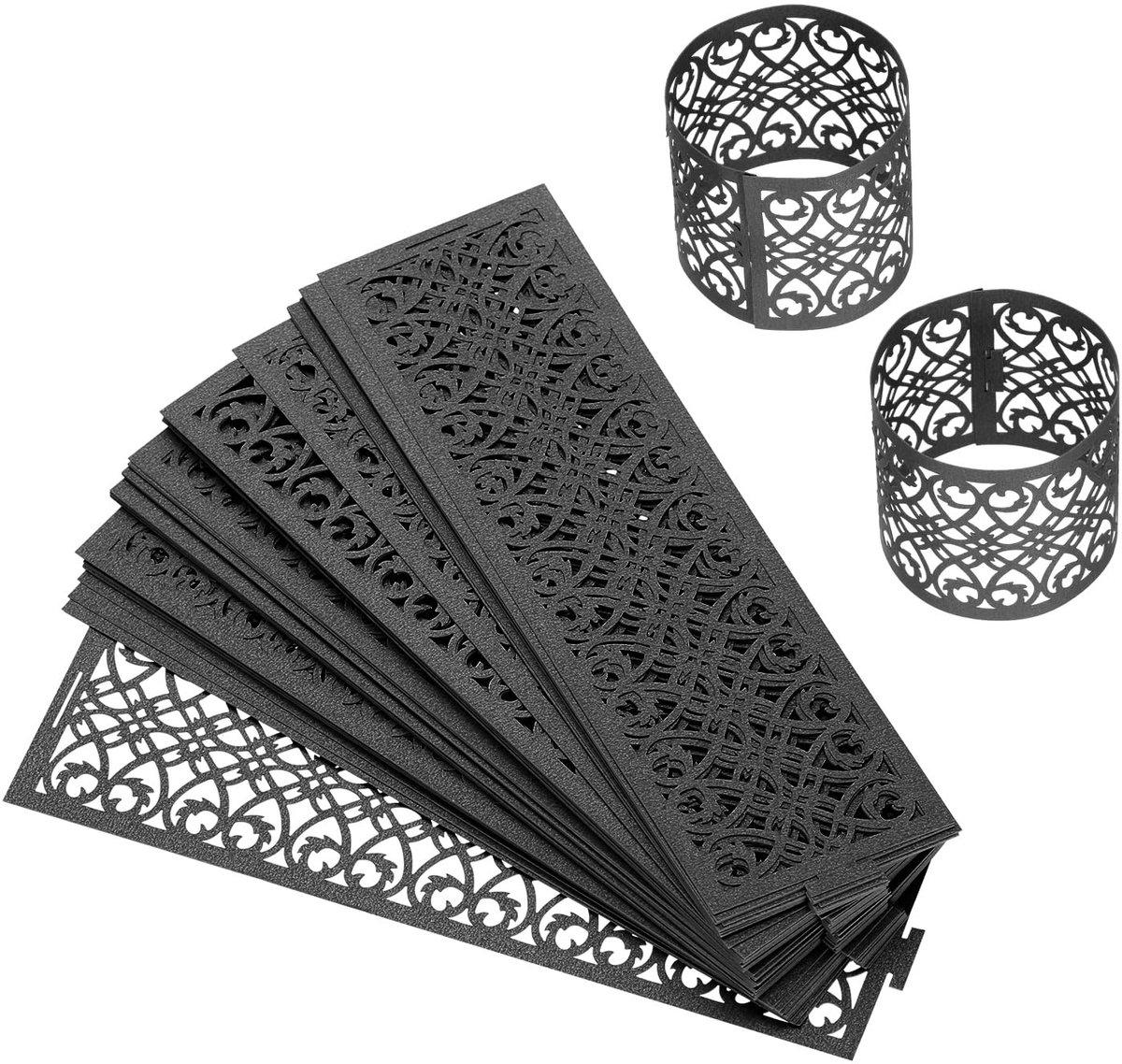 Elzusha - 200 Stuks Lasergesneden Folie Papieren Servettenhouders - Zwart