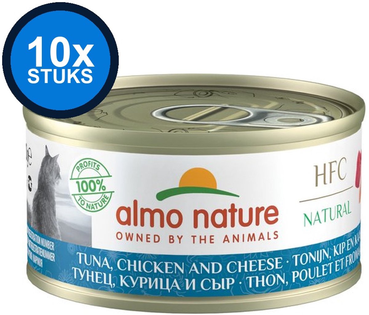 10x Almo Nature HFC - Tonijn, Kip & Kaas - Kattenvoer Natvoer - 70g