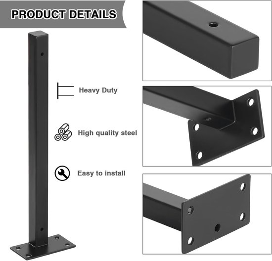 Zware Steunbeugels voor Planken - Wandmontage, Industrieel Ontwerp, 40-60kg Draagcapaciteit, 20mm Dikte, Perfect voor Thuis en Kantoor — afbeelding 4