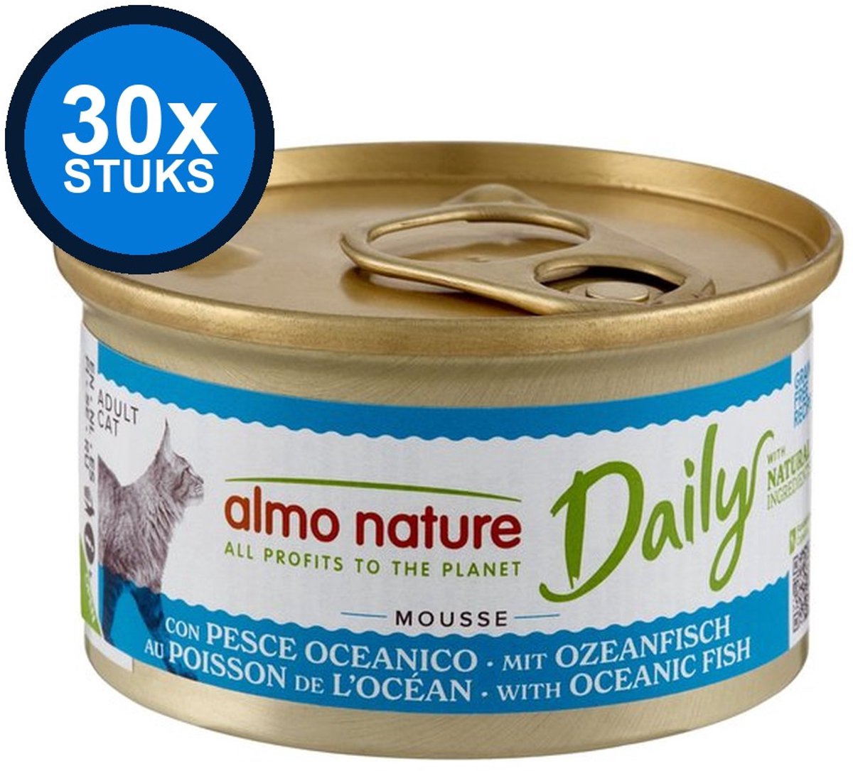 30x Almo Nature Daily Mousse - Oceaanvis - Kattenvoer Natvoer - 85g