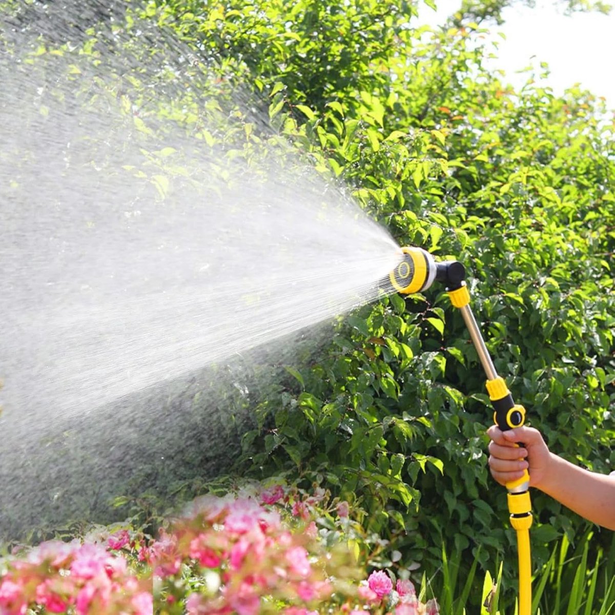 Multifunctionele Tuinsproeier met 8 Spuitstanden, Handdouche en Watergeefstok voor Efficiënte Irrigatie en Plantenverzorging