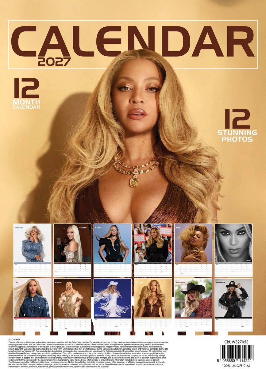 Beyonce A3 Kalender 2027