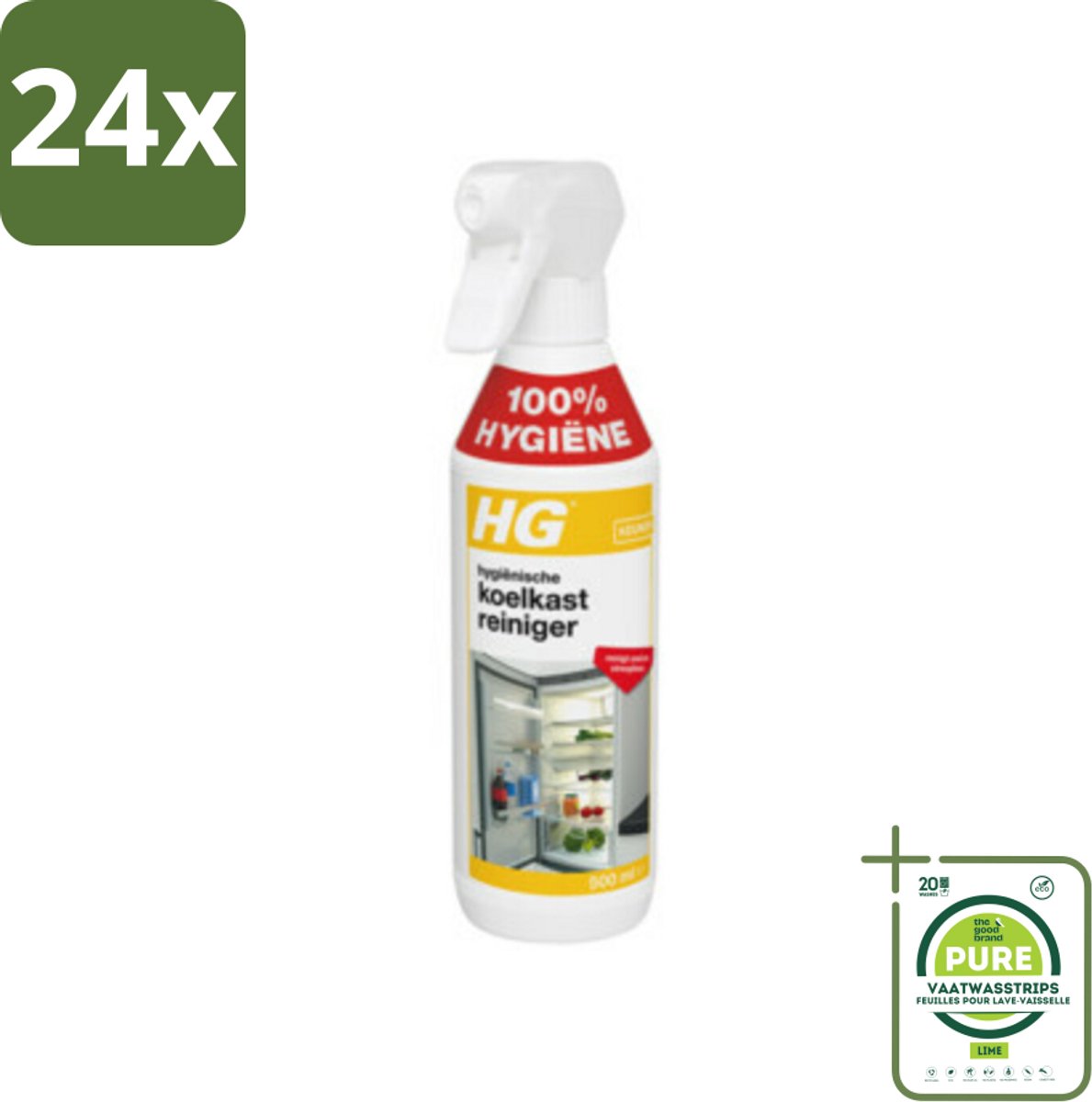 HG Hygienische Koelkast Reiniger 500 ml - Voordeelverpakking - 24 stuks - Koelkastreiniger - Koelkast schoonmaken
