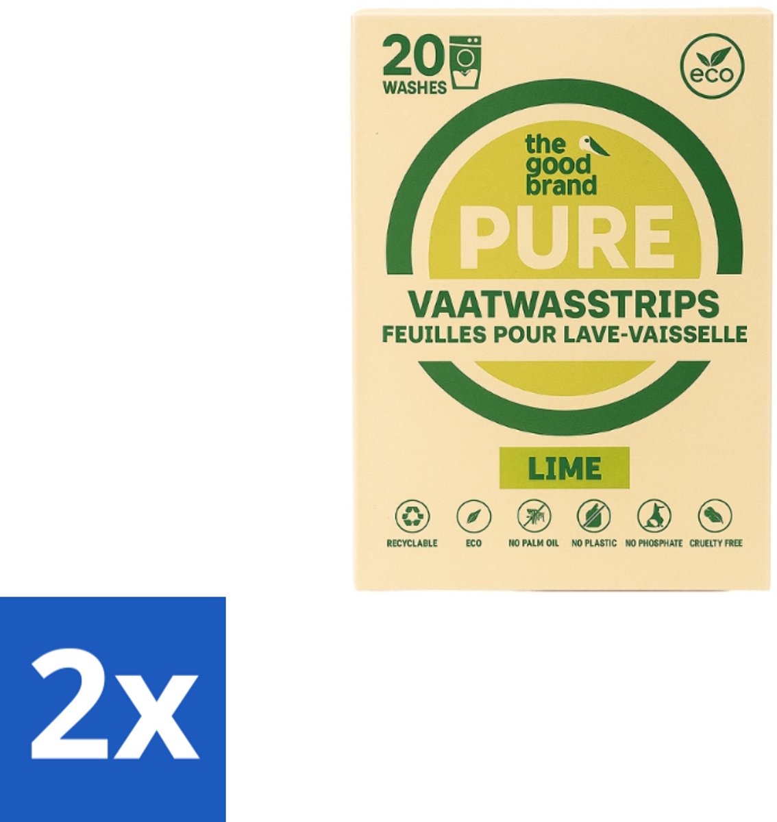 The Good Brand - Vaatwasstrips - Lime- 20 wasbeurten - Voordeelverpakking - 2 stuks