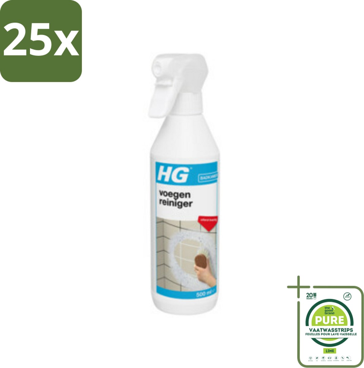 25 x HG Voegenreiniger 500 ml - Grootverpakking - Voegenreiniger - Voegen Schoonmaken - Voegen Herstellen - Badkamerschoonmaak - Keukenschoonmaak