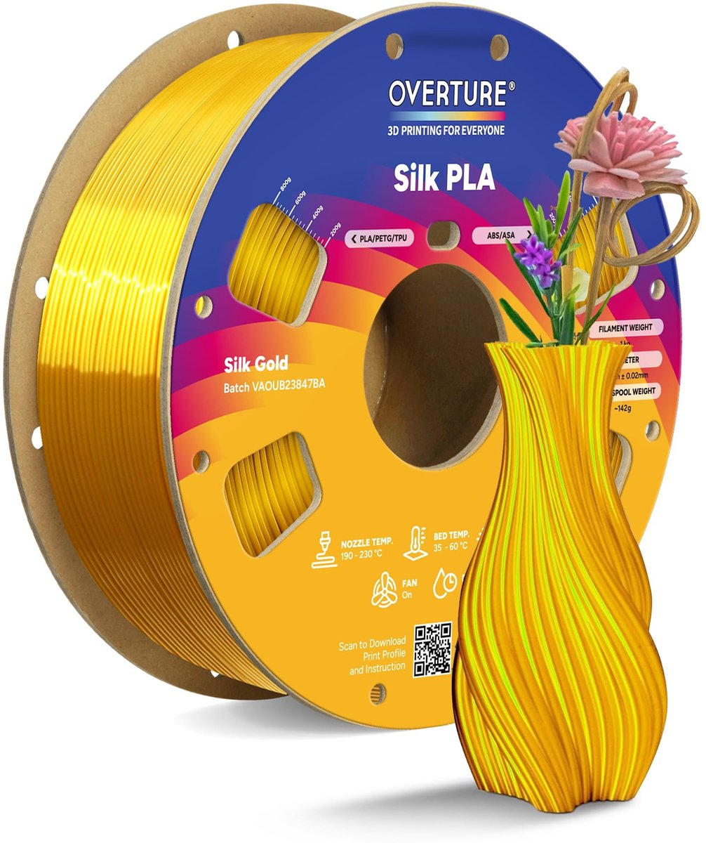 Elzusha - Silk PLA Filament 1.75mm Glanzend 3D Printer Filament 1KG Goud