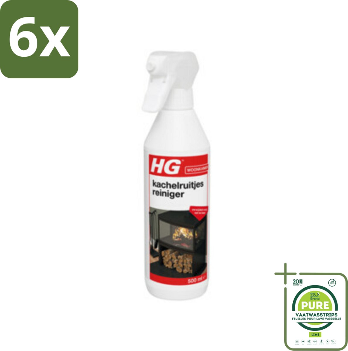 HG Kachelruitjes Reiniger 500 ml - Voordeelverpakking - 6 stuks - Kachelruitjes reiniger - Roet verwijderen