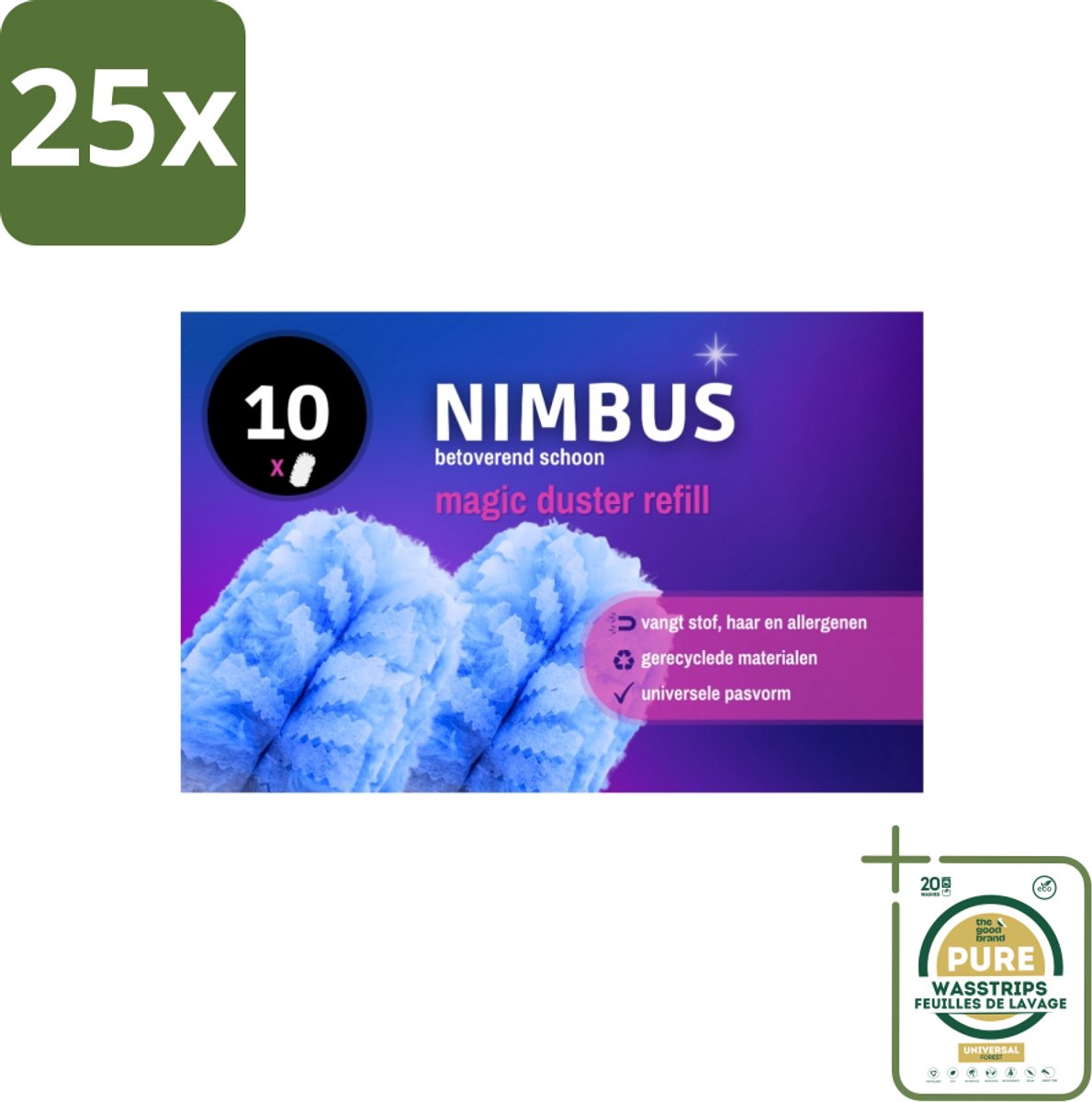 25 x NIMBUS Magic Duster Refill 10 stuks per verpakking - Grootverpakking - Stofdoekje - Stofdoek - Duster - Stof - Haren Verwijderen