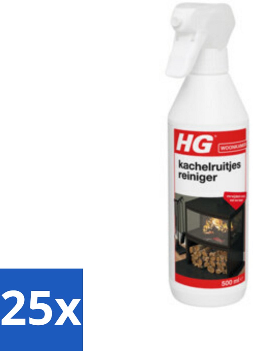 25 x HG Kachelruitjes Reiniger 500 ml - Kachelruiten Reinigen - Roet Verwijderen - Haardvenster Reinigen - Baksteen Reinigen - Kachel Reinigen