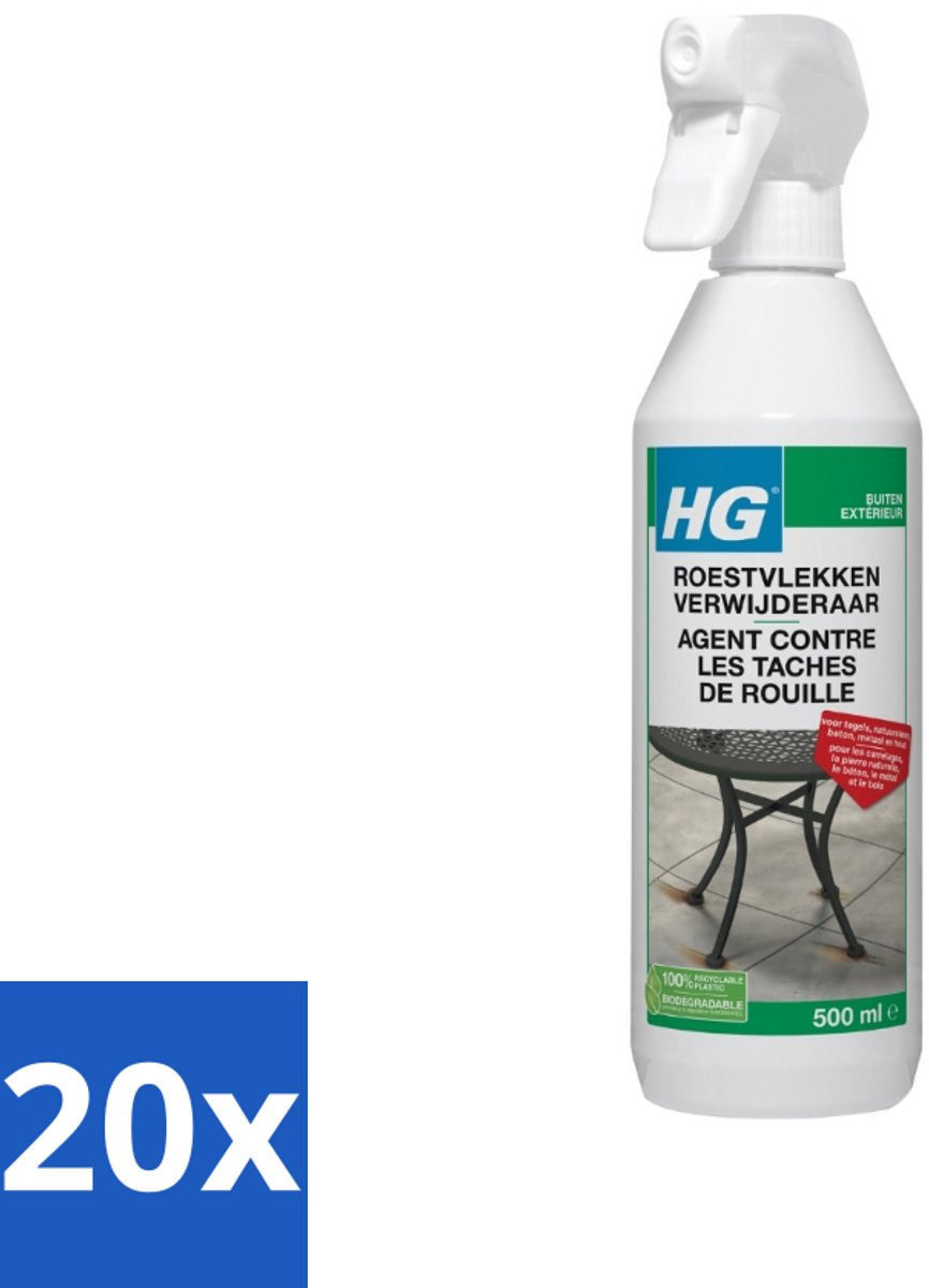 20 x HG Roestvlekken Verwijderaar 500 ml - Roestvlekken Verwijderen - Roestvlekken Verwijderen Beton - Roestvlekken Verwijderen Metaal - Roestvlekken Verwijderen Hout - Roestvlekken Verwijderen Natuursteen