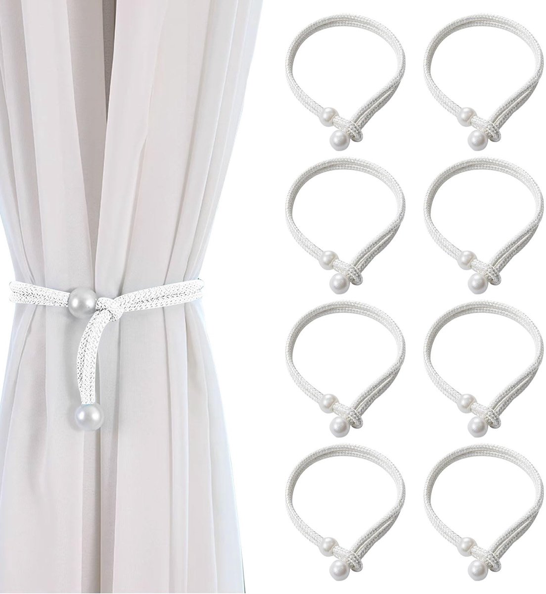 Elzusha - 8 Stuks Decoratieve Gordijn Ties in Beige