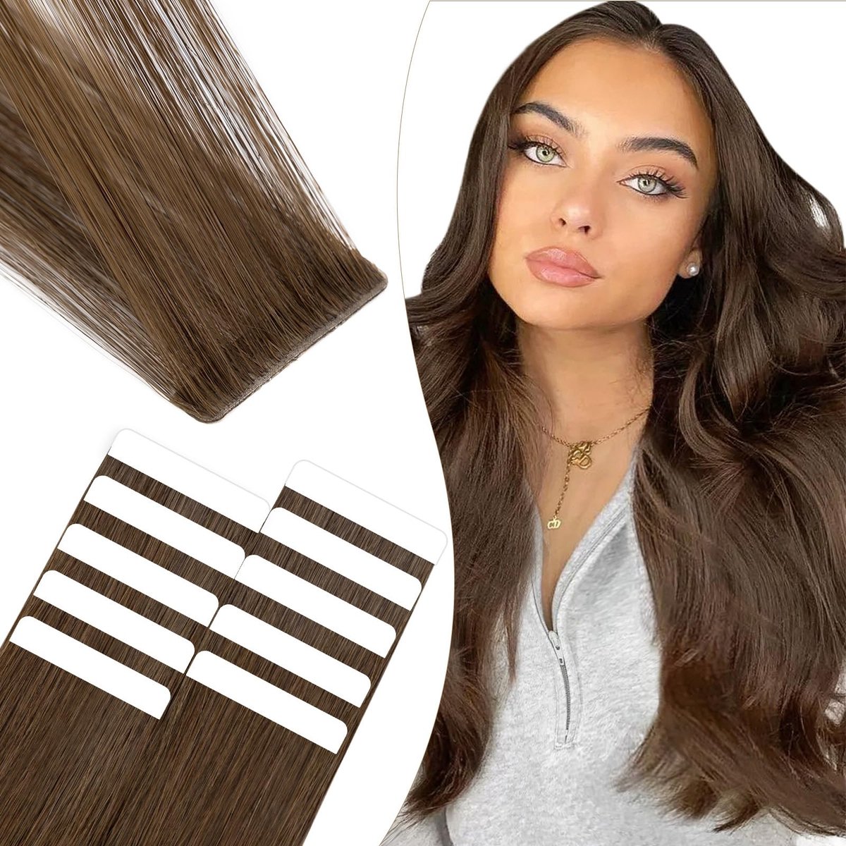 Elzusha - Tape voor Haarextensions - 10 Stuks #04 Chocolade Balls