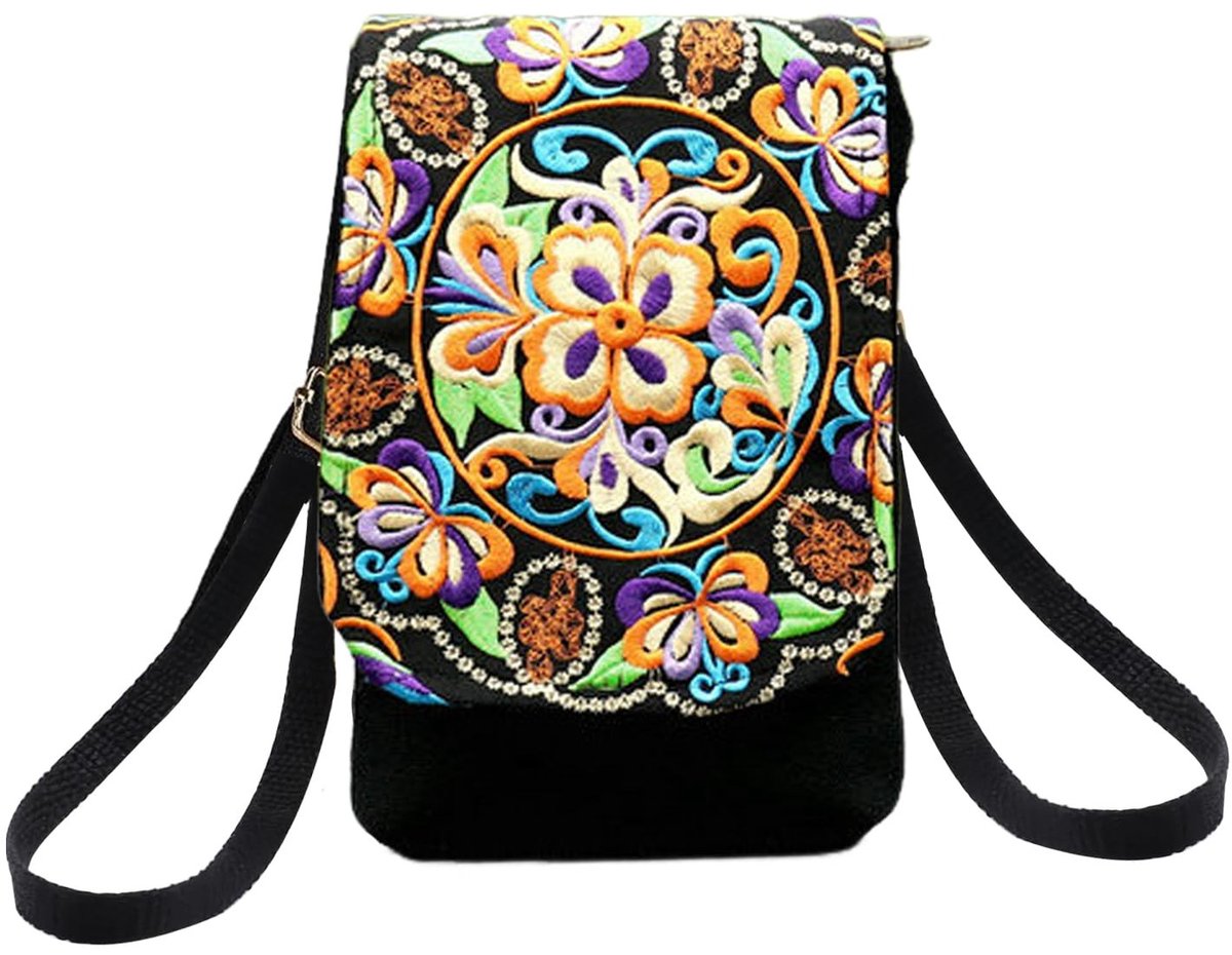 Elzusha - Dames Telefoonhoes met Bloemenpatroon en Verstelbare Strap