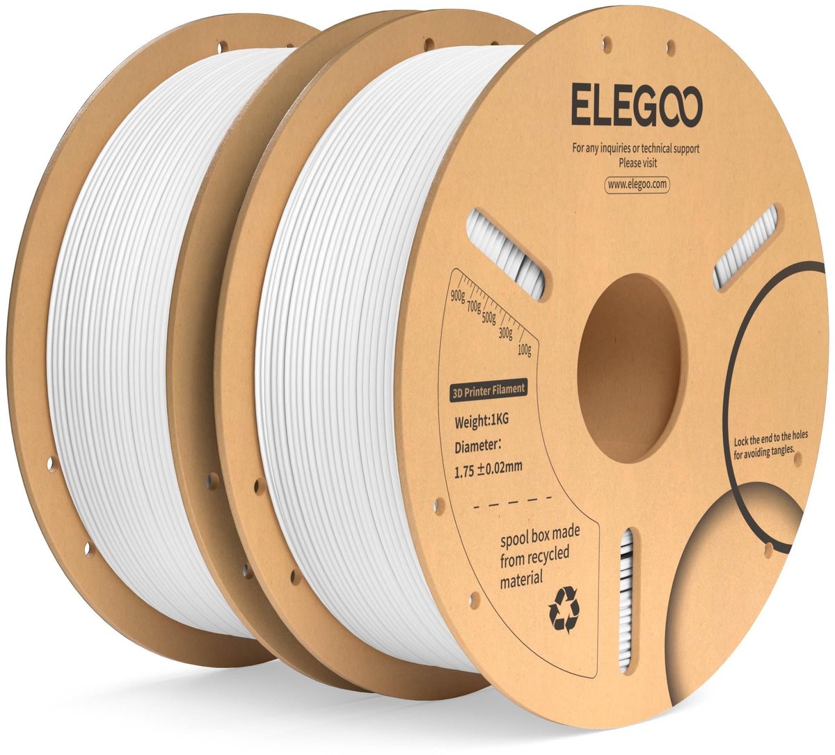 Elzusha - PLA+ Filament 1.75mm Wit 2kg voor 3D Printers
