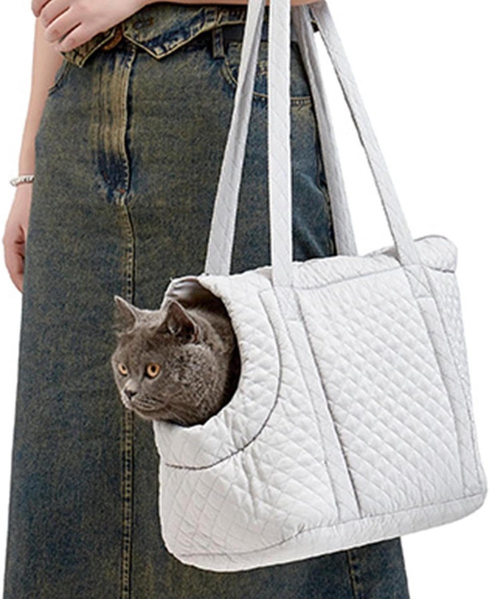 Hondentassen Kleine Honden - Katten Portemonnee - Dagelijkse Uitstapjes - Anti-ontsnappingsontwerp - 39.9 x 29.9 x 9.4 cm - Lichtgrijs